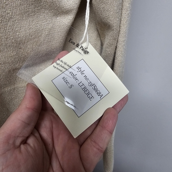 Eva & Paige Metallic Gold Long Cardigan Winter Christmas Spring Neutral - Picture 4 of 7